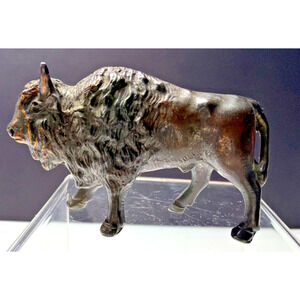 Vintage Cast Metal Bronze American Bison Buffalo Figurine Western As Is